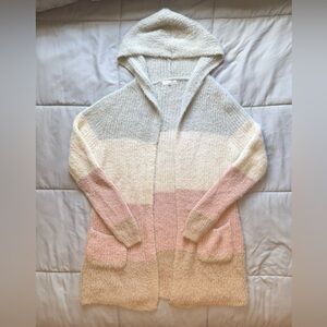 June & Hudson Pastel Striped Hooded Cardigan Size Medium